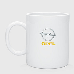 Кружка керамическая Opel авто бренд, цвет: белый