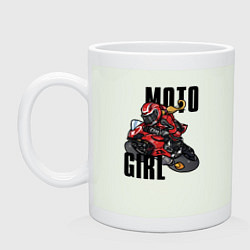 Кружка керамическая Девушка на мотоцикле, цвет: фосфор