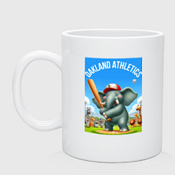 Кружка керамическая Elephant - batter Oakland Athletics, цвет: белый