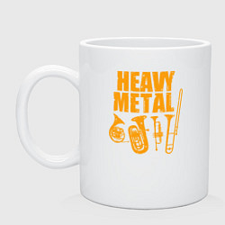 Кружка керамическая Heavy metal - медные духовые, цвет: белый