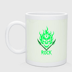 Кружка керамическая Яркий зеленый череп рок, цвет: фосфор