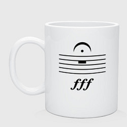 Кружка керамическая FFF тишина чёрный, цвет: белый