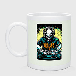 Кружка керамическая Диджей скелет, цвет: фосфор