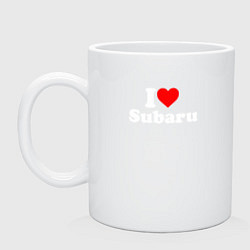 Кружка керамическая I love Subaru sport, цвет: белый