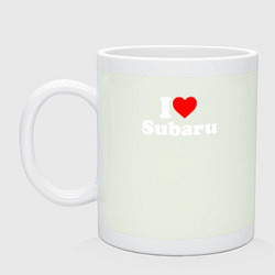 Кружка керамическая I love Subaru sport, цвет: фосфор