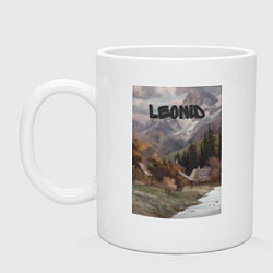 Кружка керамическая Leonid деревушка, цвет: белый