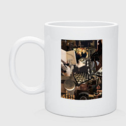 Кружка керамическая Шахматы коллаж, цвет: белый