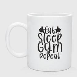 Кружка керамическая Eat sleep gym, цвет: белый