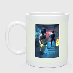 Кружка керамическая Дандадан: Момо Аясэ, цвет: фосфор