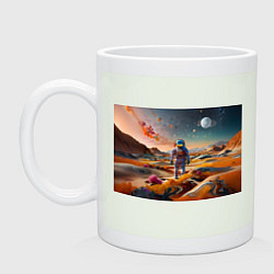 Кружка керамическая Космонавт на красочной планете, цвет: фосфор
