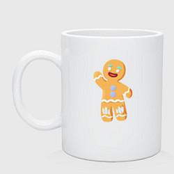 Кружка керамическая Пряничный человек большой, цвет: белый