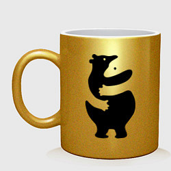 Кружка керамическая Медвежий Инь-Янь, цвет: золотой
