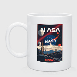 Кружка керамическая NASA ретро, цвет: белый