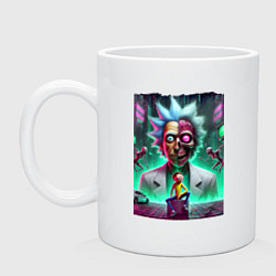 Кружка керамическая Rick and Morty - neon skull, цвет: белый