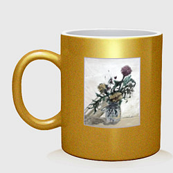 Кружка керамическая Цветы Хёнджина, цвет: золотой