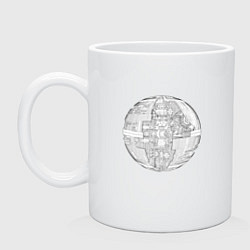Кружка керамическая Звезда смерти чертёж, цвет: белый