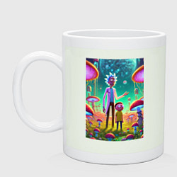 Кружка керамическая Morty and Rick on a neon planet, цвет: фосфор