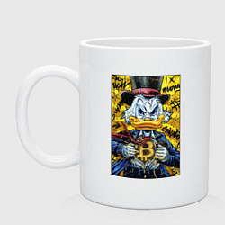 Кружка керамическая Утиные истории - Скрудж биткоин, цвет: белый