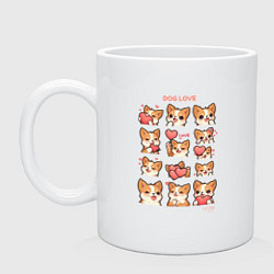 Кружка керамическая Милая собачка с сердечками, цвет: белый