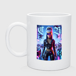Кружка керамическая Cyber girl Barbie - neon glow, цвет: белый