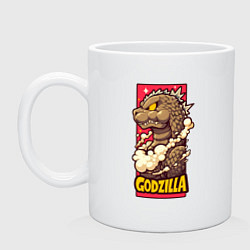 Кружка керамическая Pink godzilla, цвет: белый