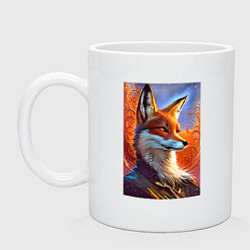 Кружка керамическая Fox fashionista - ai art fantasy, цвет: белый