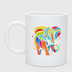 Кружка керамическая Разноцветный слон, цвет: белый