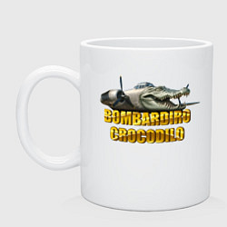 Кружка керамическая Bombardiro Crocodilo - brainrot animals meme, цвет: белый