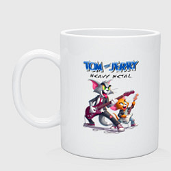 Кружка керамическая Tom and Jerry - heavy metal, цвет: белый