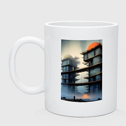 Кружка керамическая Архитектурный скелет, цвет: белый