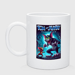 Кружка керамическая Tom and Jerry - Halloween fantasy, цвет: белый