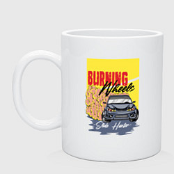 Кружка керамическая Burning wheels, цвет: белый