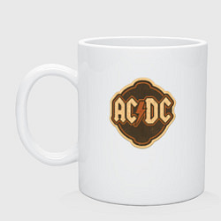 Кружка керамическая ACDC лого винтажный, цвет: белый