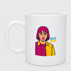 Кружка керамическая Билли Айлиш в стиле рисунка, цвет: белый
