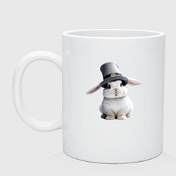 Кружка керамическая Кролик в шляпе, цвет: белый