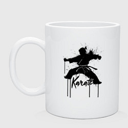 Кружка керамическая Каратэ-мастер в стойке, цвет: белый