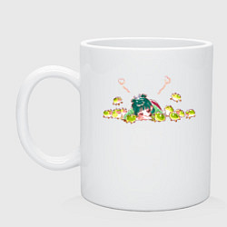 Кружка керамическая МаоМао и лягушки - Монолог Фармацевта, цвет: белый