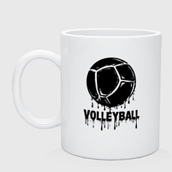 Кружка керамическая Волейбол черной краской, цвет: белый