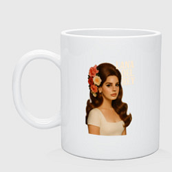 Кружка керамическая Lana Del Rey с цветами в волосах, цвет: белый