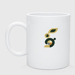 Кружка керамическая Черный кролик - геометрическая модерн абстракция, цвет: белый