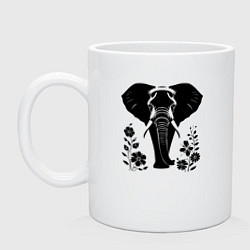 Кружка керамическая Слон в цветах, цвет: белый
