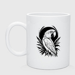 Кружка керамическая Попугай в джунглях черным, цвет: белый