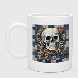 Кружка керамическая Череп в цветах мозаика, цвет: белый