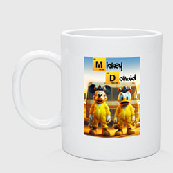 Кружка керамическая Mickey Mouse and Donald Duck - Breaking bad soap o, цвет: белый