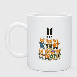 Кружка керамическая BTS группа из корги, цвет: белый