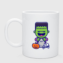 Кружка керамическая Забавный Франкенштейн, цвет: белый