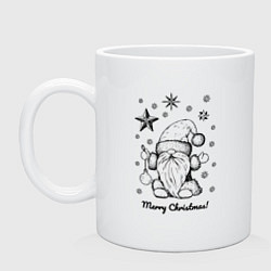 Кружка керамическая Новый год - гном, цвет: белый