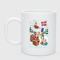 Кружка керамическая Симпсоны - новый год, цвет: белый