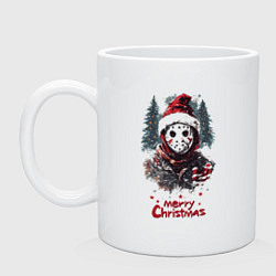 Кружка керамическая Новогодний Джейсон, цвет: белый