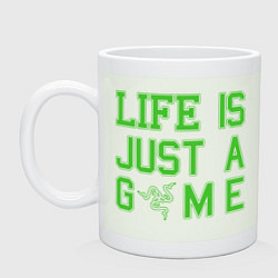 Кружка керамическая Life is just a game, цвет: фосфор